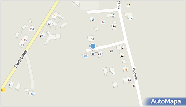 Toszek, Boczna, 36, mapa Toszek