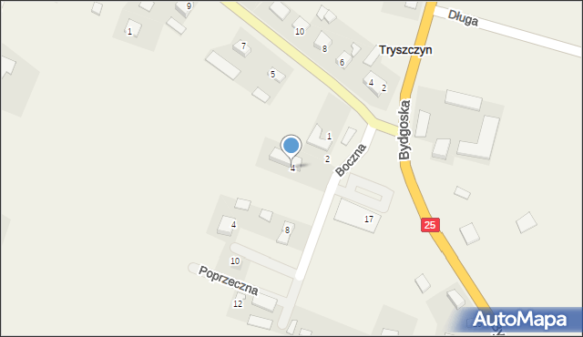 Tryszczyn, Boczna, 4, mapa Tryszczyn