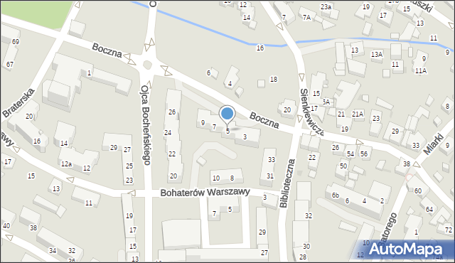 Tychy, Boczna, 5, mapa Tychów