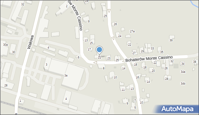 Wadowice, Bohaterów Monte Cassino, 21, mapa Wadowice