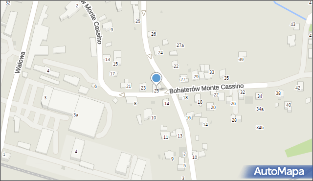 Wadowice, Bohaterów Monte Cassino, 25, mapa Wadowice