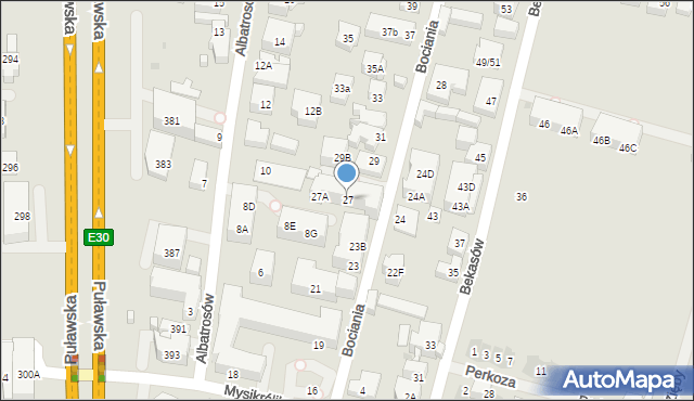 Warszawa, Bociania, 27, mapa Warszawy