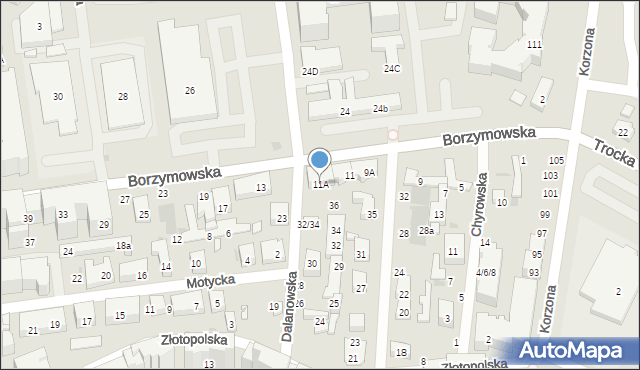 Warszawa, Borzymowska, 11A, mapa Warszawy