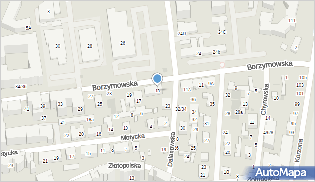 Warszawa, Borzymowska, 13, mapa Warszawy