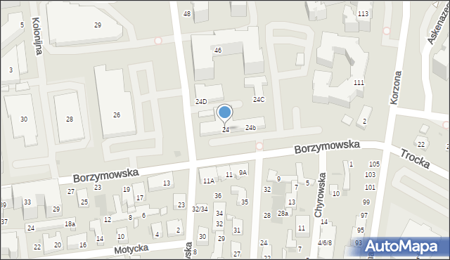 Warszawa, Borzymowska, 24, mapa Warszawy
