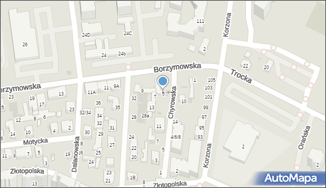 Warszawa, Borzymowska, 5, mapa Warszawy