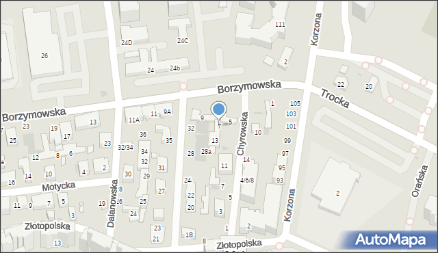 Warszawa, Borzymowska, 7, mapa Warszawy