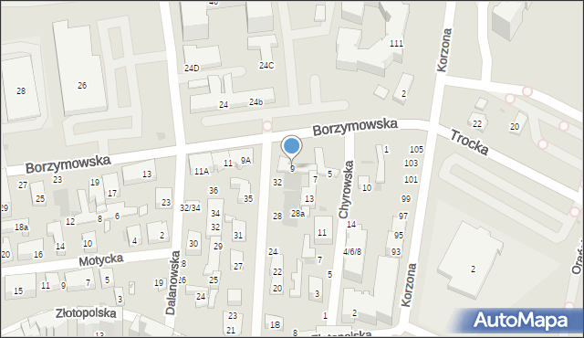 Warszawa, Borzymowska, 9, mapa Warszawy