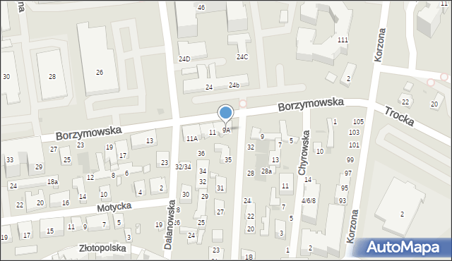 Warszawa, Borzymowska, 9A, mapa Warszawy
