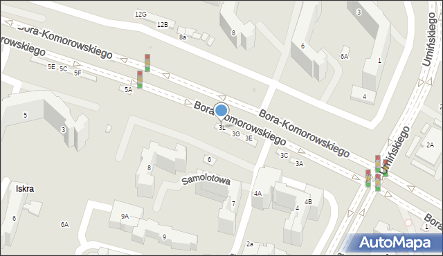 Warszawa, Bora-Komorowskiego Tadeusza, gen., 3L, mapa Warszawy