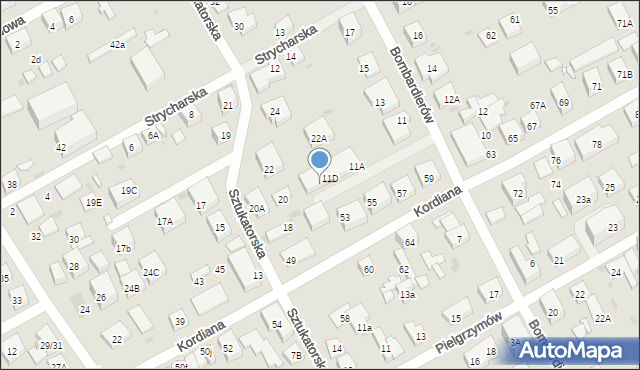 Warszawa, Bombardierów, 11E, mapa Warszawy