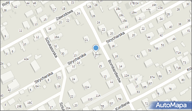 Warszawa, Bombardierów, 17, mapa Warszawy