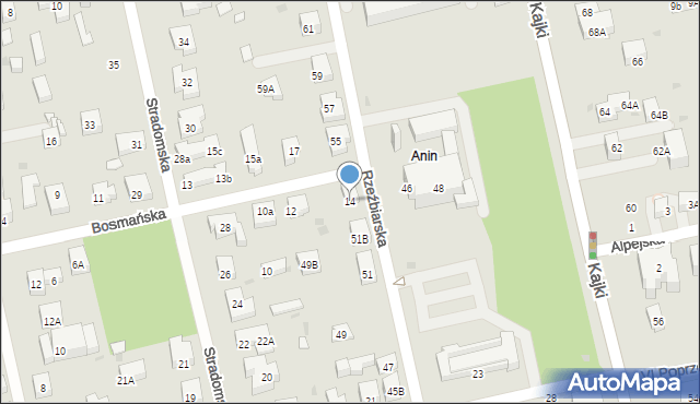 Warszawa, Bosmańska, 14, mapa Warszawy