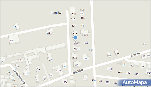 Warszawa, Borków, 51D, mapa Warszawy