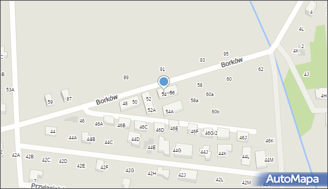 Warszawa, Borków, 54, mapa Warszawy