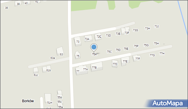 Warszawa, Borków, 75A, mapa Warszawy