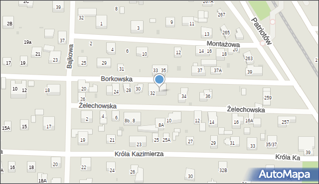 Warszawa, Borkowska, 32A, mapa Warszawy