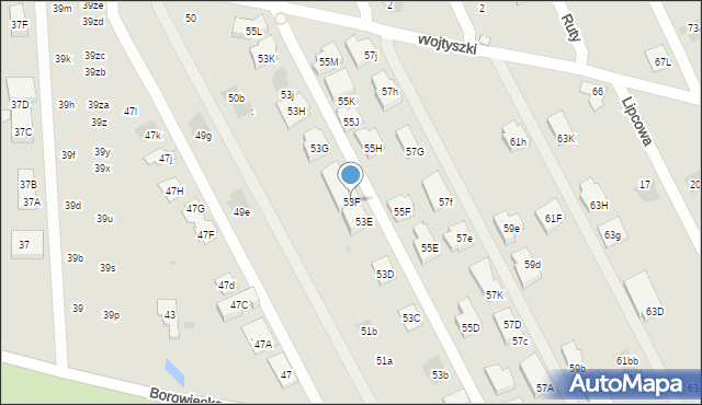 Warszawa, Borowiecka, 53F, mapa Warszawy