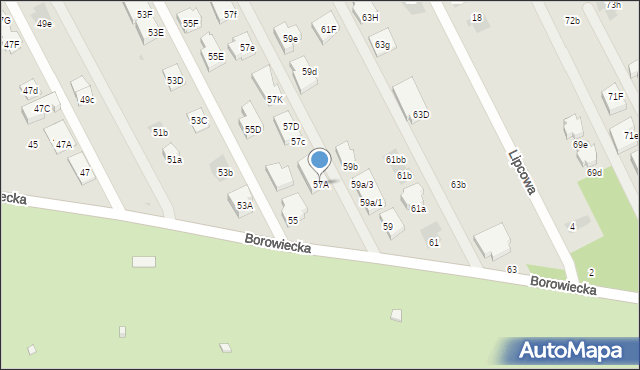 Warszawa, Borowiecka, 57A, mapa Warszawy