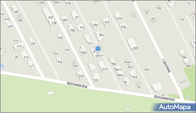 Warszawa, Borowiecka, 57c, mapa Warszawy
