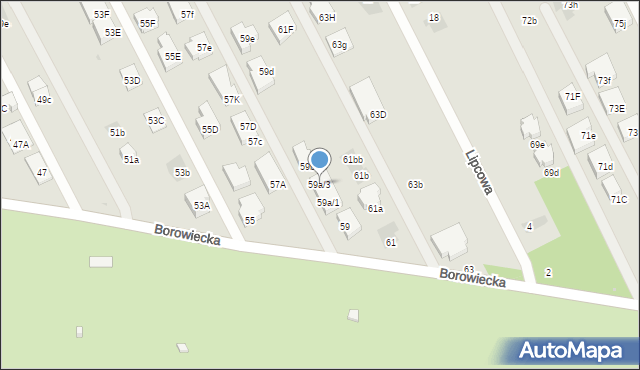 Warszawa, Borowiecka, 59a/3, mapa Warszawy