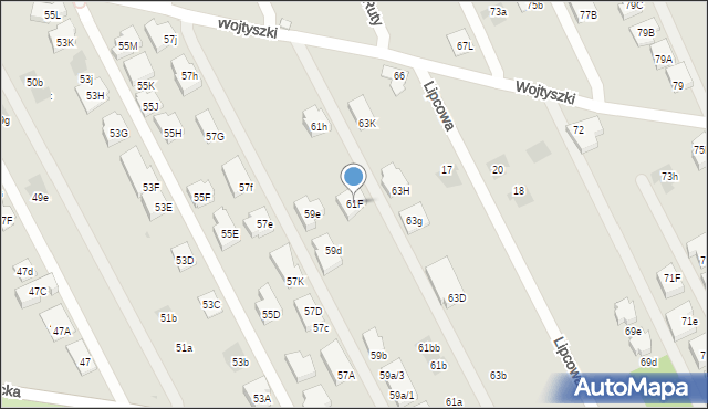 Warszawa, Borowiecka, 61F, mapa Warszawy