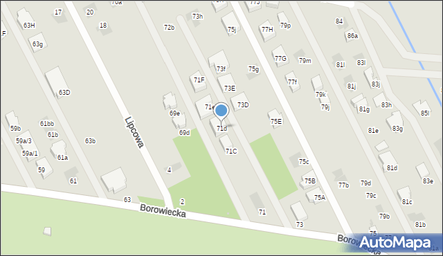 Warszawa, Borowiecka, 71d, mapa Warszawy