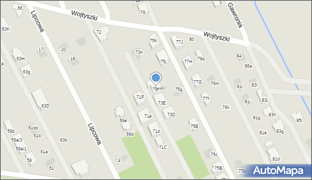 Warszawa, Borowiecka, 73f, mapa Warszawy