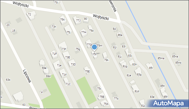 Warszawa, Borowiecka, 77f, mapa Warszawy