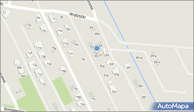 Warszawa, Borowiecka, 81j, mapa Warszawy