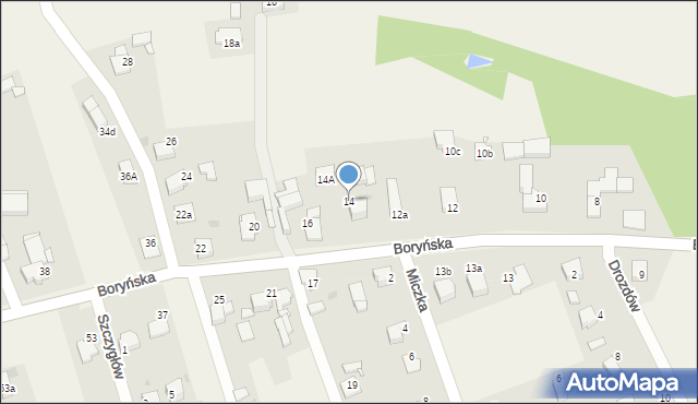 Warszowice, Boryńska, 14, mapa Warszowice