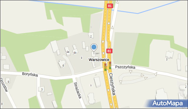 Warszowice, Boryńska, 2, mapa Warszowice