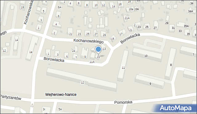 Wejherowo, Borowiacka, 11, mapa Wejherowo