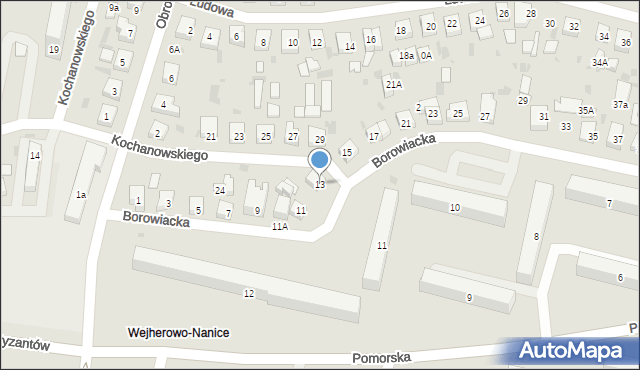 Wejherowo, Borowiacka, 13, mapa Wejherowo