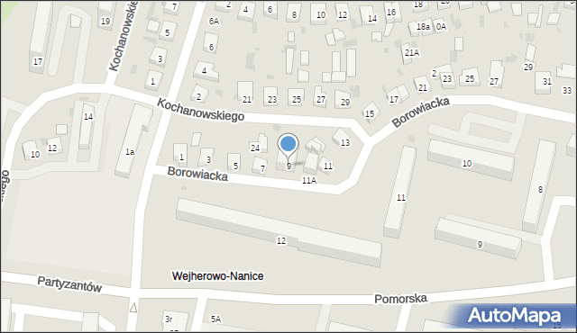 Wejherowo, Borowiacka, 9, mapa Wejherowo