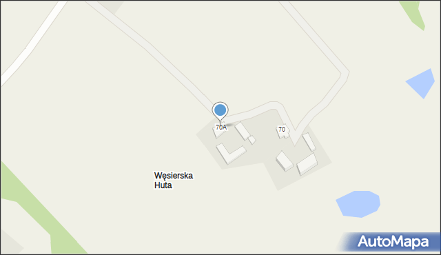 Węsiory, Borowiec, 70A, mapa Węsiory