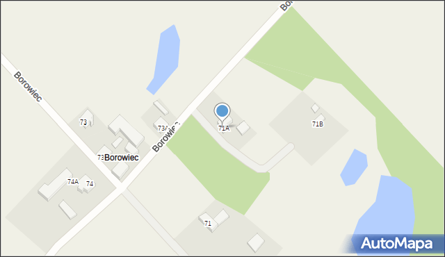 Węsiory, Borowiec, 71A, mapa Węsiory