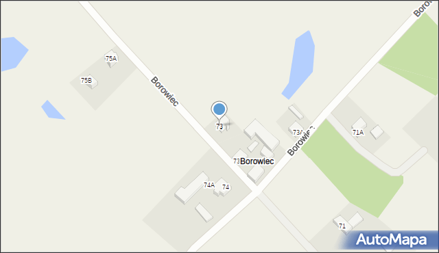 Węsiory, Borowiec, 73, mapa Węsiory