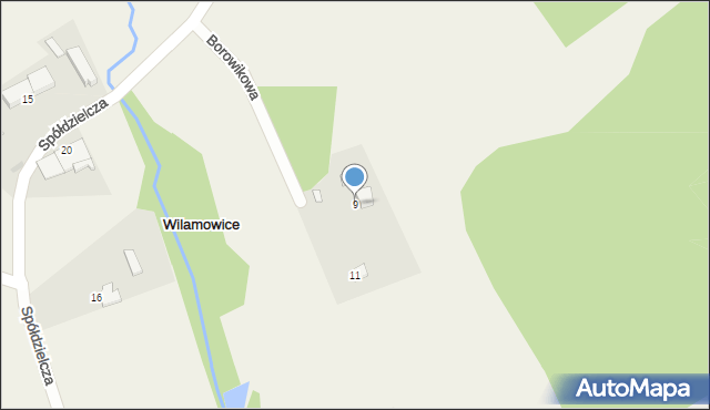 Wilamowice, Borowikowa, 9, mapa Wilamowice