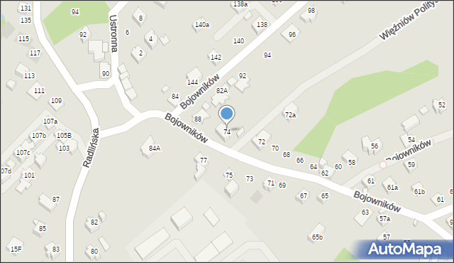 Wodzisław Śląski, Bojowników, 74, mapa Wodzisławia Śląskiego