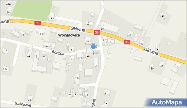 Wojnarowice, Boczna, 1, mapa Wojnarowice