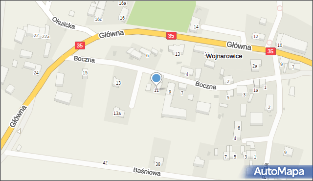 Wojnarowice, Boczna, 11, mapa Wojnarowice