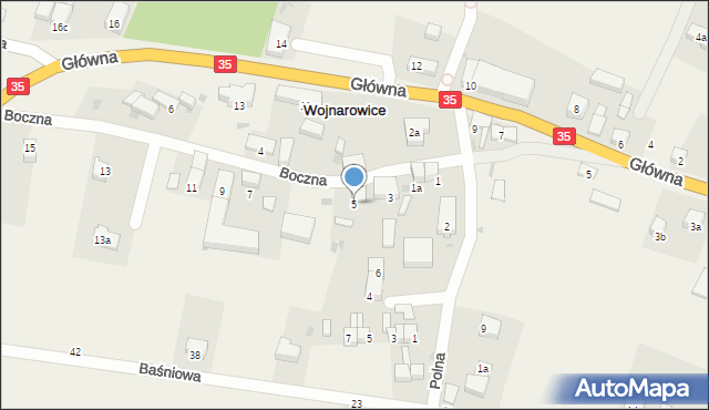 Wojnarowice, Boczna, 5, mapa Wojnarowice