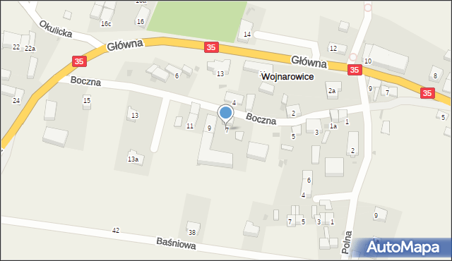 Wojnarowice, Boczna, 7, mapa Wojnarowice