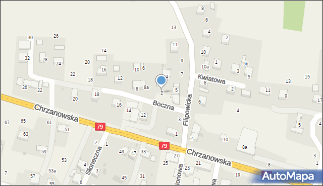 Wola Filipowska, Boczna, 2, mapa Wola Filipowska