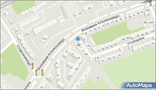 Wrocław, Bolesława Krzywoustego, 33B, mapa Wrocławia