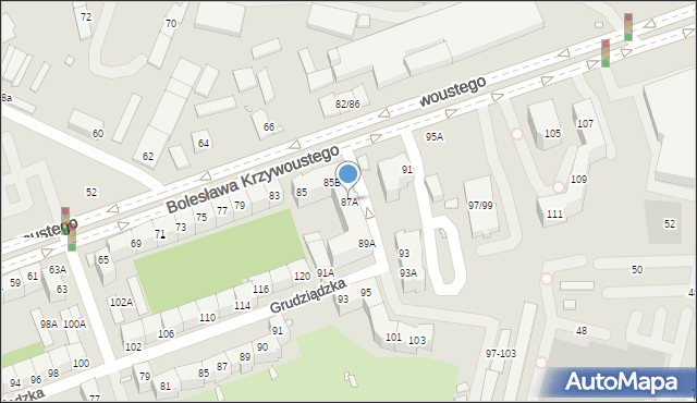 Wrocław, Bolesława Krzywoustego, 87A, mapa Wrocławia