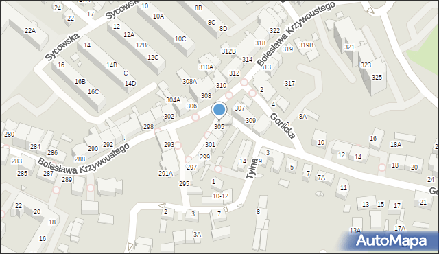 Wrocław, Bolesława Krzywoustego, 305, mapa Wrocławia