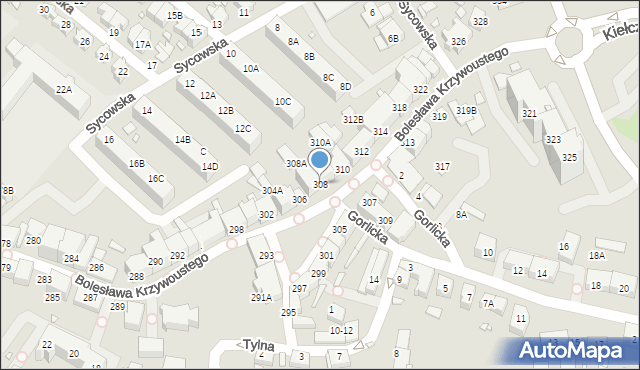 Wrocław, Bolesława Krzywoustego, 308, mapa Wrocławia