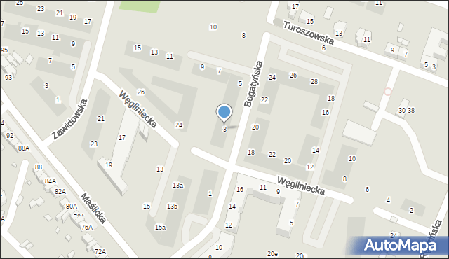 Wrocław, Bogatyńska, 3, mapa Wrocławia